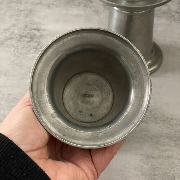 Gerotin Danish Vintage Mid Century Modern Pewter 5.5" Candlestick Holders Set/2 - Picture 5 of 9